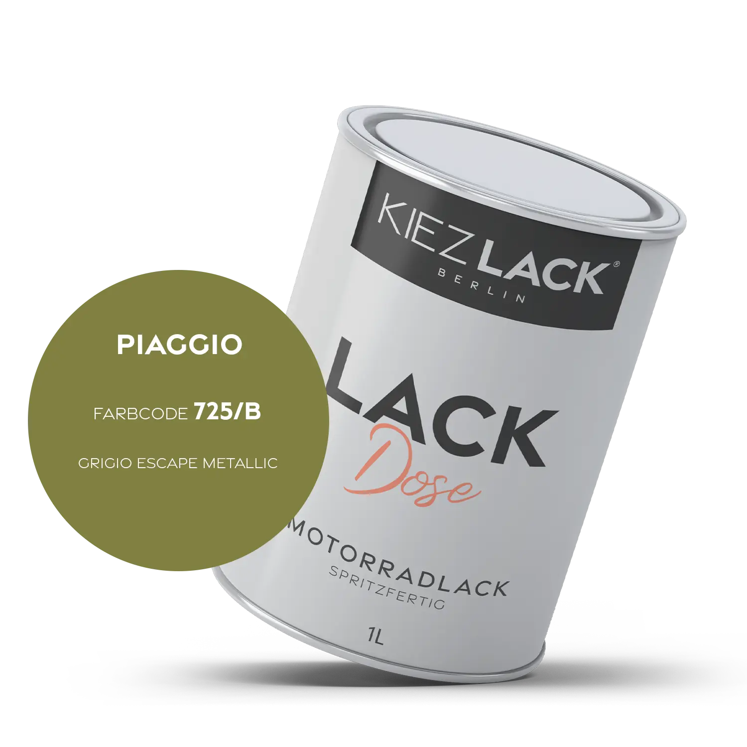Kiezlack 1K Motorradlack Basislack Lackdose Piaggio 725/B GRIGIO ESCAPE METALLIC