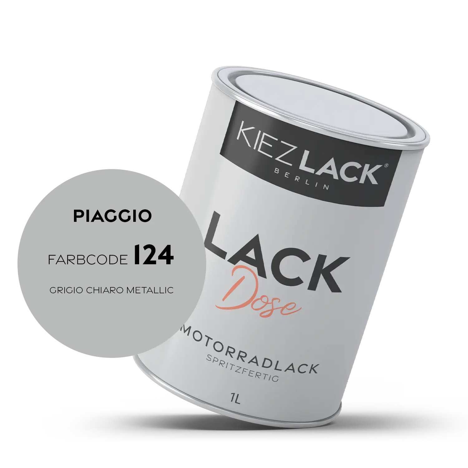 Kiezlack 1K Motorradlack Basislack Lackdose Piaggio 124 GRIGIO CHIARO METALLIC
