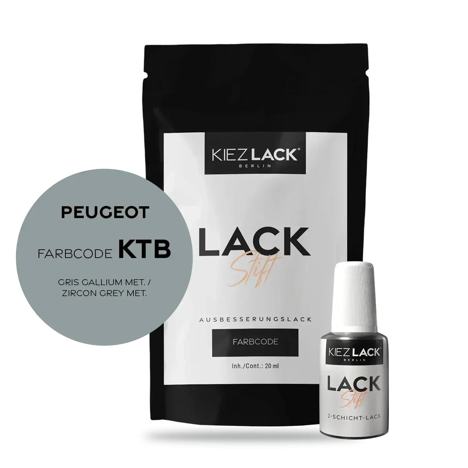 Kiezlack Lackstift Autolack Lackstift Peugeot KTB GRIS GALLIUM MET.