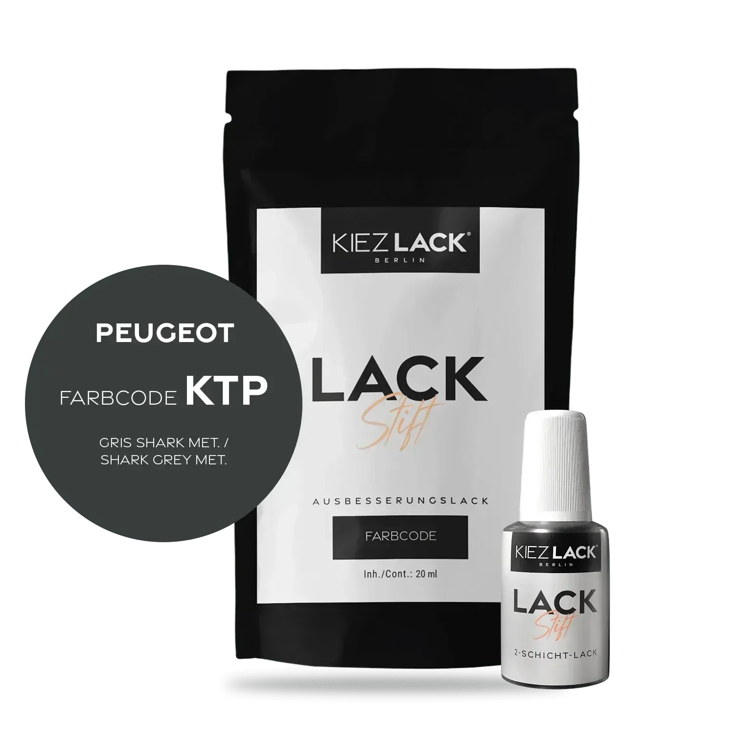 Kiezlack Lackstift Autolack Lackstift Peugeot KTP GRIS SHARK MET.