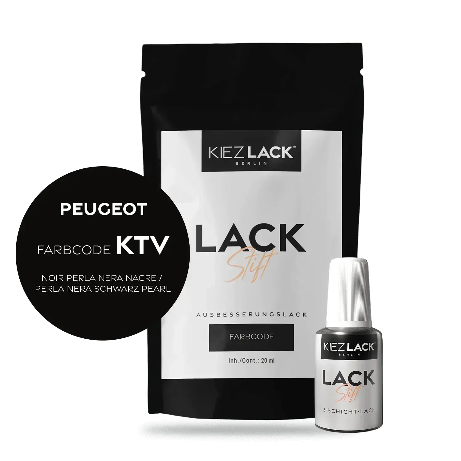 Kiezlack Lackstift Autolack Lackstift Peugeot KTV NOIR PERLA NERA NACRE