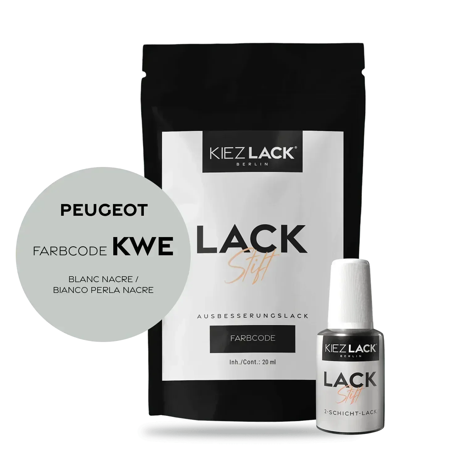 Kiezlack Lackstift Autolack Lackstift Peugeot KWE BLANC NACRE