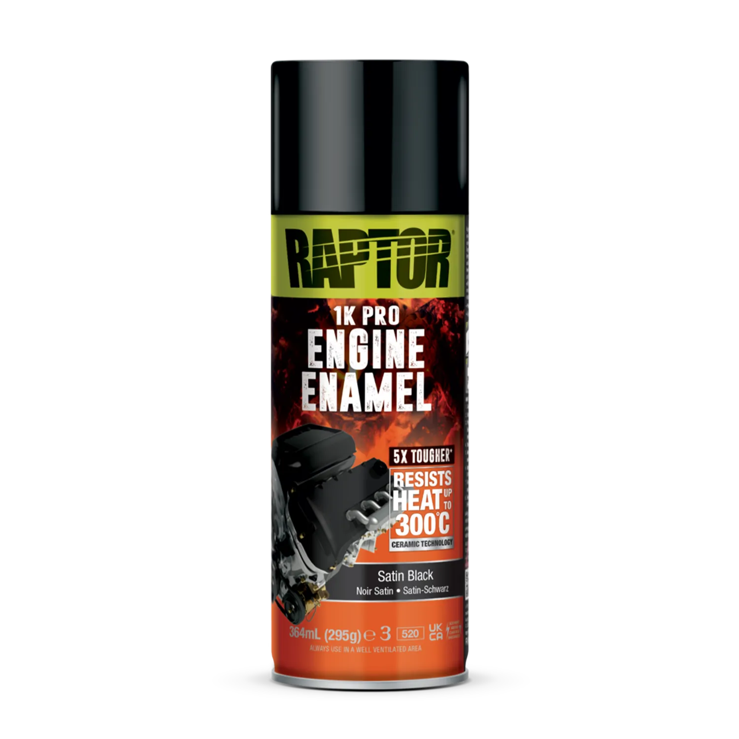 Raptor Schwarz seidenmatt RAPTOR 1K Pro Motorlack Spray hitzebeständig bis 300 °C FARBWAHL
