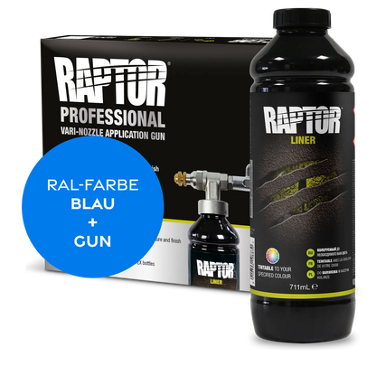 Raptor RAL 5000 - Violettblau / 1er Flaschen-KIT / Raptor Spraygun RAPTOR Liner Flaschen-Kit RAL-Farben Blau