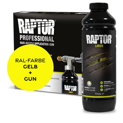 Raptor RAL 1000 - Grünbeige / 1er Flaschen-KIT / Raptor Spraygun RAPTOR Liner Flaschen-Kit RAL-Farben Gelb