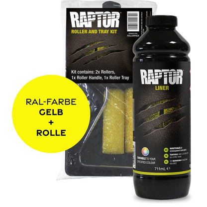 Raptor RAL 1000 - Grünbeige / 1er Flaschen-KIT / Raptor Roller Kit RAPTOR Liner Flaschen-Kit RAL-Farben Gelb