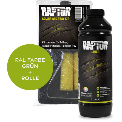 Raptor RAL 6000 - Patinagrün / 1er Flaschen-KIT / Raptor Roller Kit RAPTOR Liner Flaschen-Kit RAL-Farben Grün