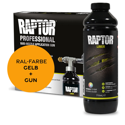 Raptor RAL 2000 - Gelborange / 1er Flaschen-KIT / Raptor Spraygun RAPTOR Liner Flaschen-Kit RAL-Farben Orange
