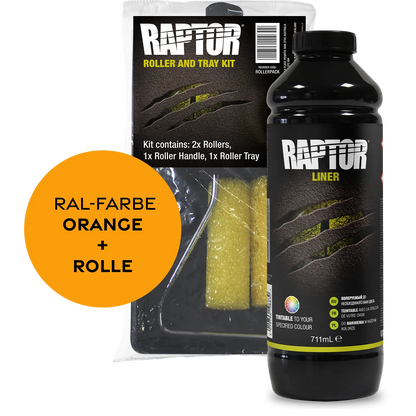 Raptor RAL 2000 - Gelborange / 1er Flaschen-KIT / Raptor Roller Kit RAPTOR Liner Flaschen-Kit RAL-Farben Orange