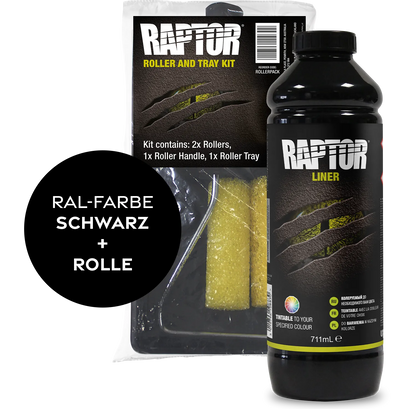 Raptor RAL 9004 -Signalschwarz / 1er Flaschen-KIT / Raptor Roller Kit RAPTOR Liner Flaschen-Kit RAL-Farben Schwarz