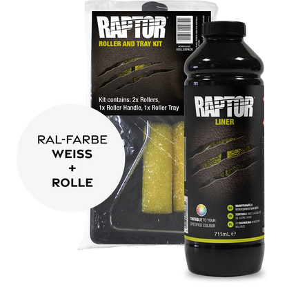Raptor RAL 9001 - Cremeweiss / 1er Flaschen-KIT / Raptor Roller Kit RAPTOR Liner Flaschen-Kit RAL-Farben Weiss