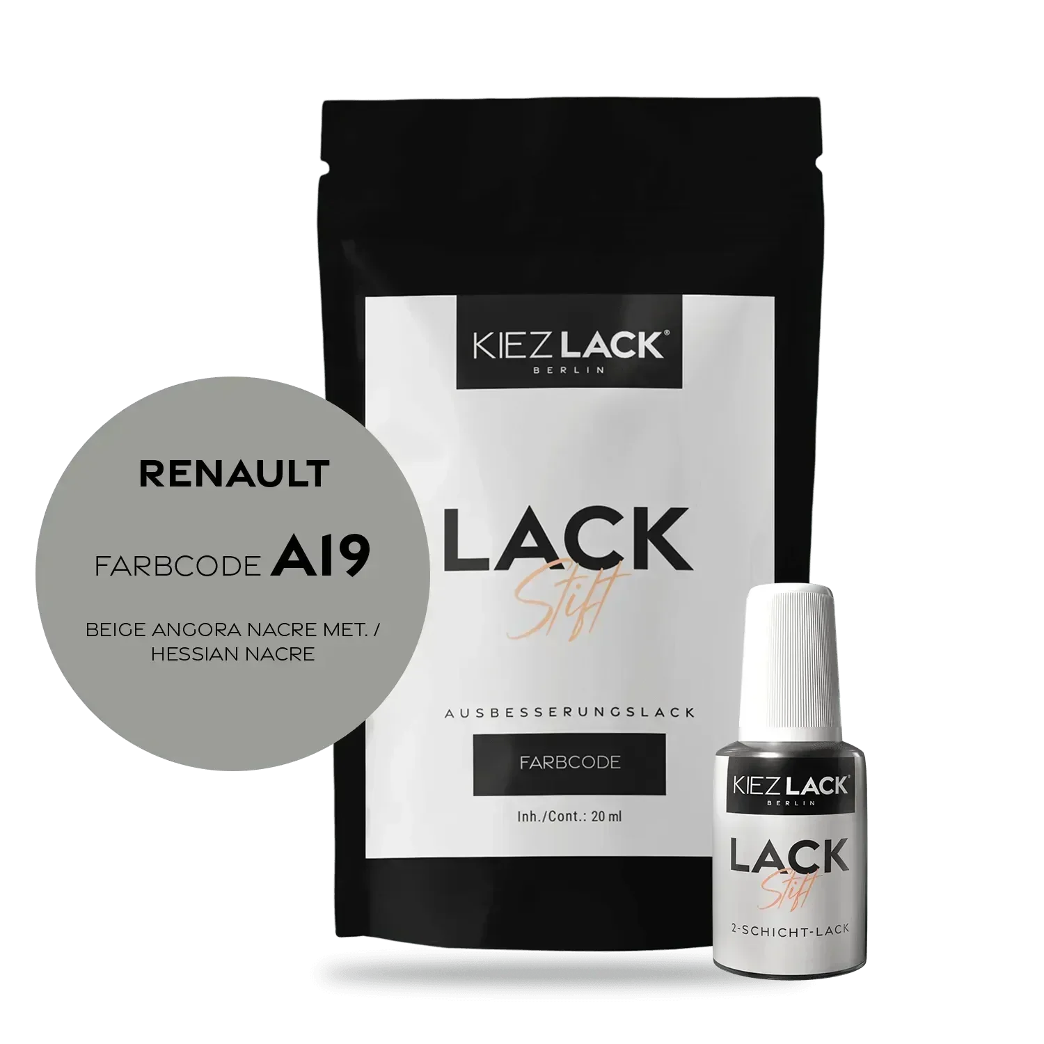 Kiezlack Lackstift Autolack Lackstift Renault A19 BEIGE ANGORA NACRE MET.