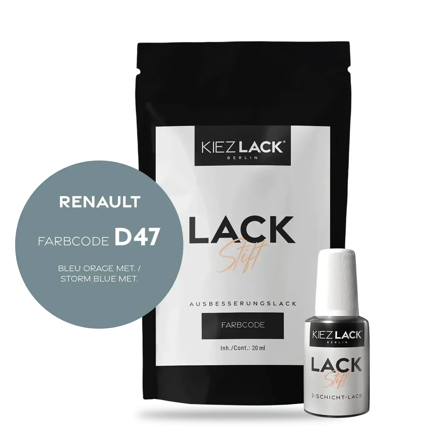 Kiezlack Lackstift Autolack Lackstift Renault D47 BLEU ORAGE MET.