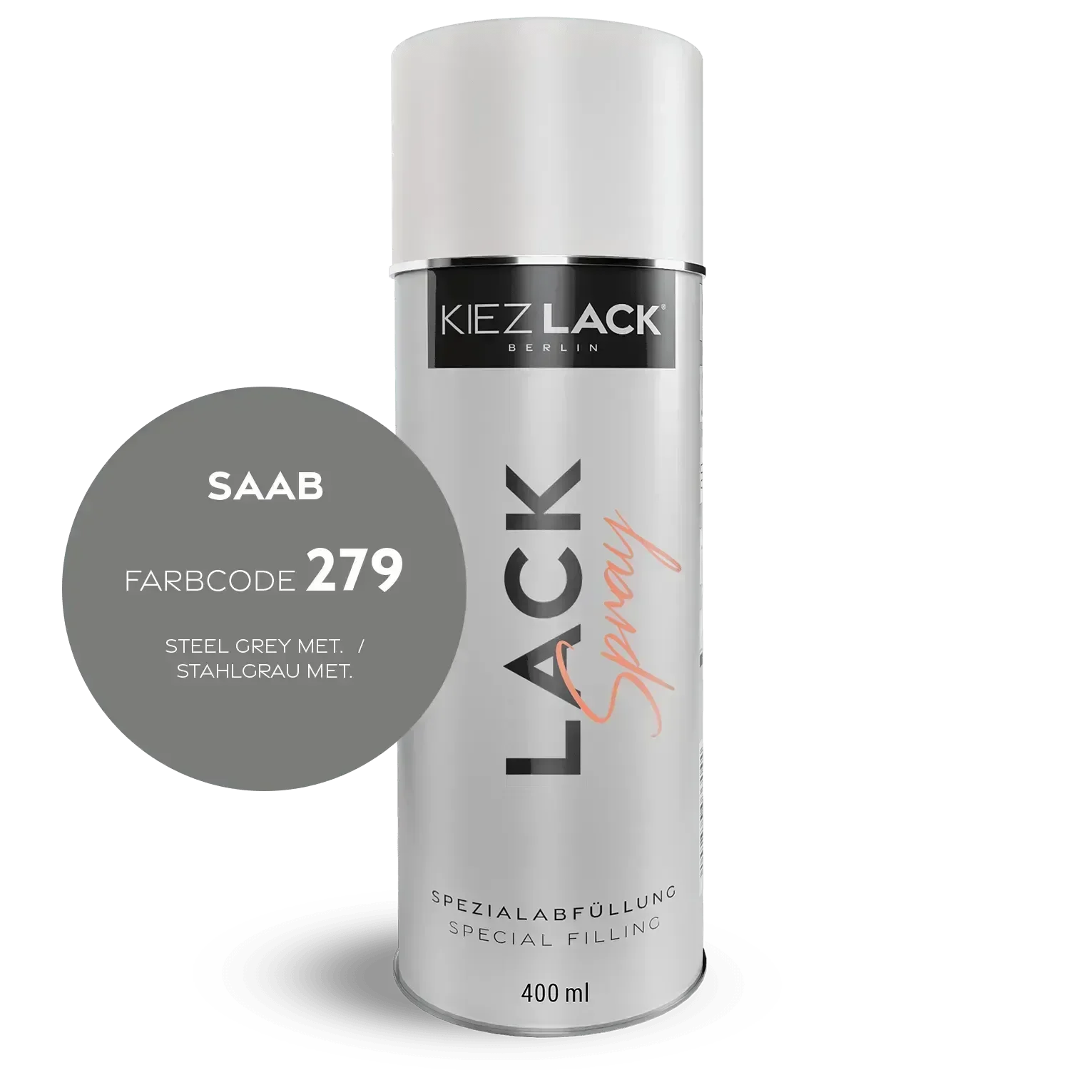 Kiezlack Lackspray Autolack Spraydose SAAB 279 STEEL GREY MET. Lackspray