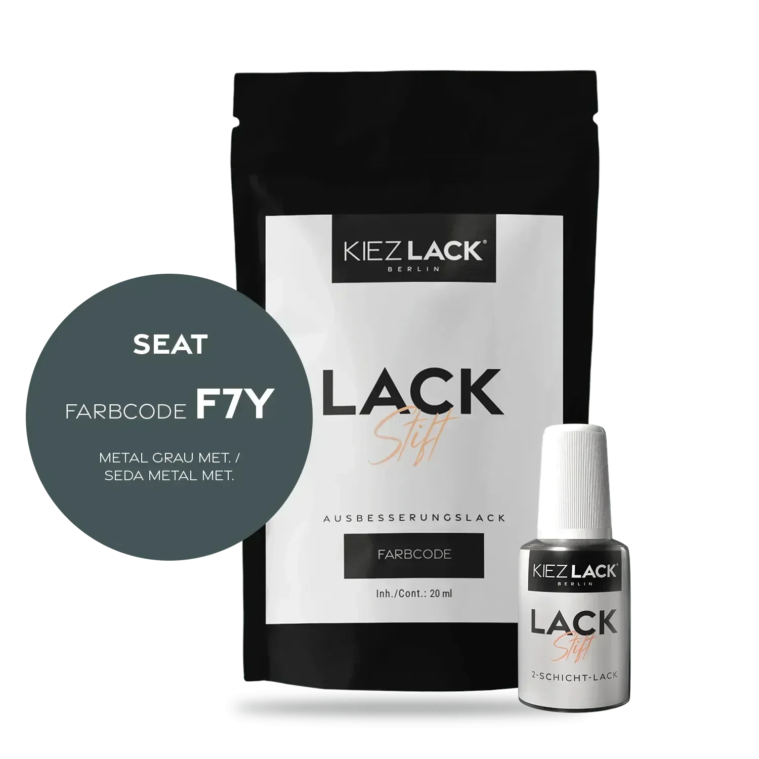 Kiezlack Lackstift Autolack Lackstift Seat F7Y METAL GRAU MET.