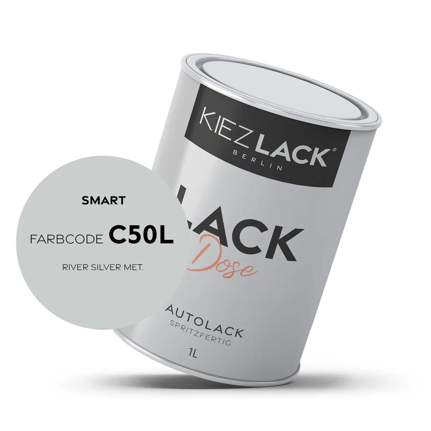 Kiezlack 1K Autolack Lackdose Basislack spritzfertig SMART C50L RIVER SILVER MET.