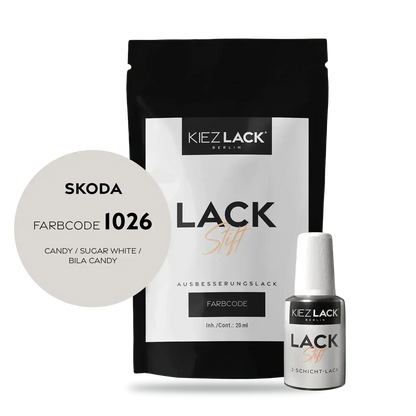 Kiezlack Lackstift Autolack Lackstift Skoda 1026 CANDY / SUGAR WHITE