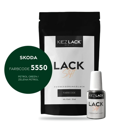 Kiezlack Lackstift Autolack Lackstift Skoda 5550 PETROL GREEN