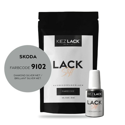 Kiezlack Lackstift Autolack Lackstift Skoda 9102 DIAMOND SILVER MET.