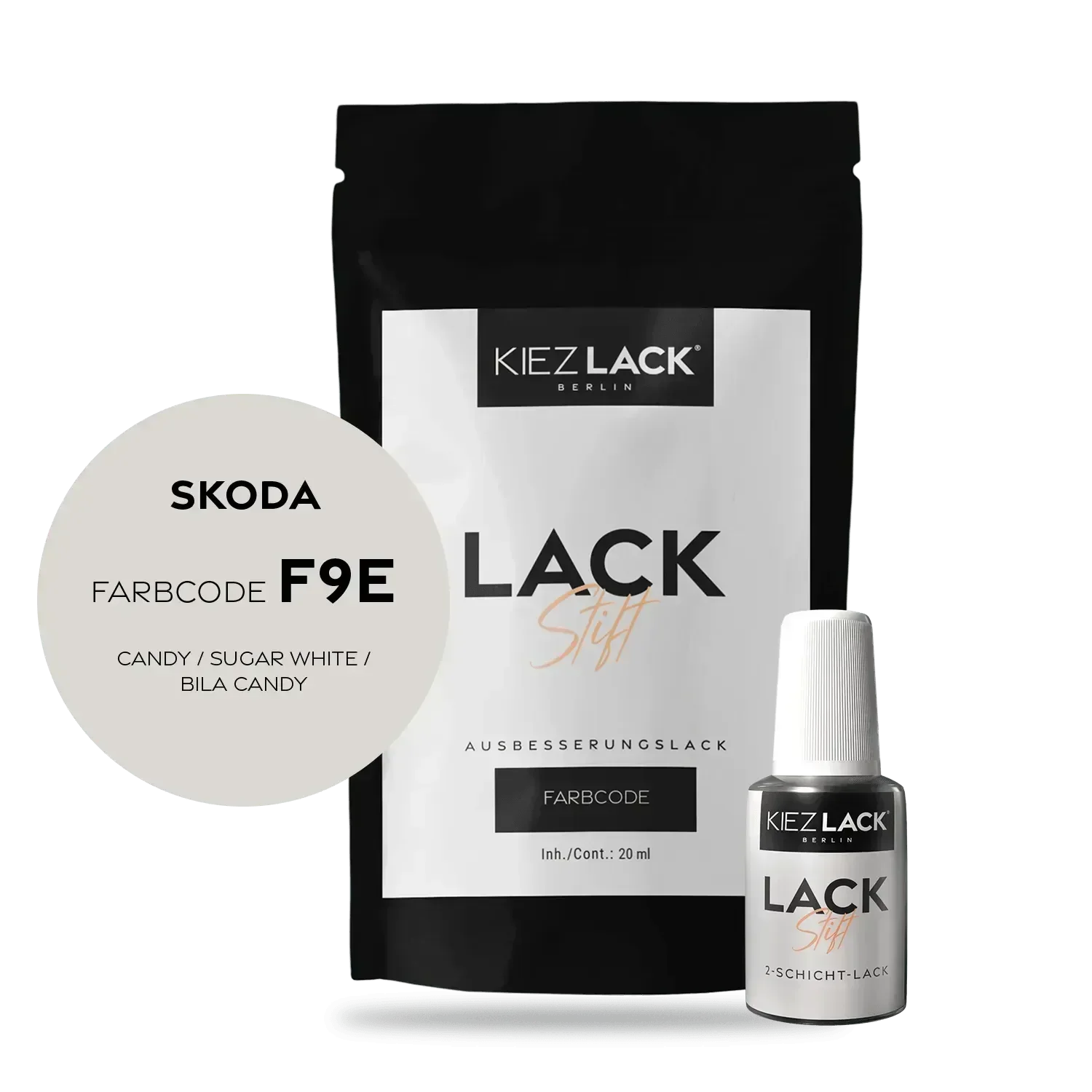 Kiezlack Lackstift Autolack Lackstift Skoda F9E CANDY / SUGAR WHITE