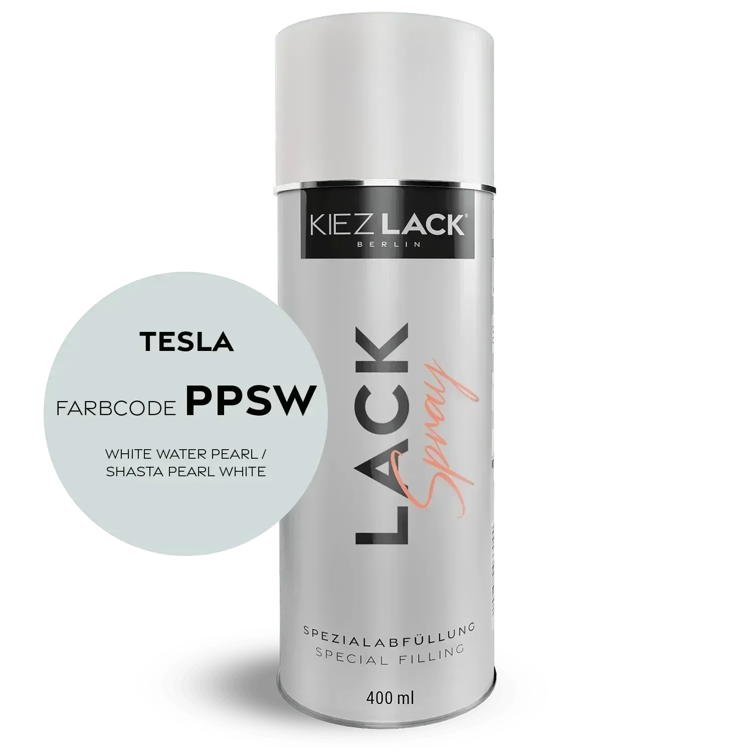 Kiezlack Lackspray Autolack Spraydose TESLA PPSW WHITE WATER PEARL Lackspray
