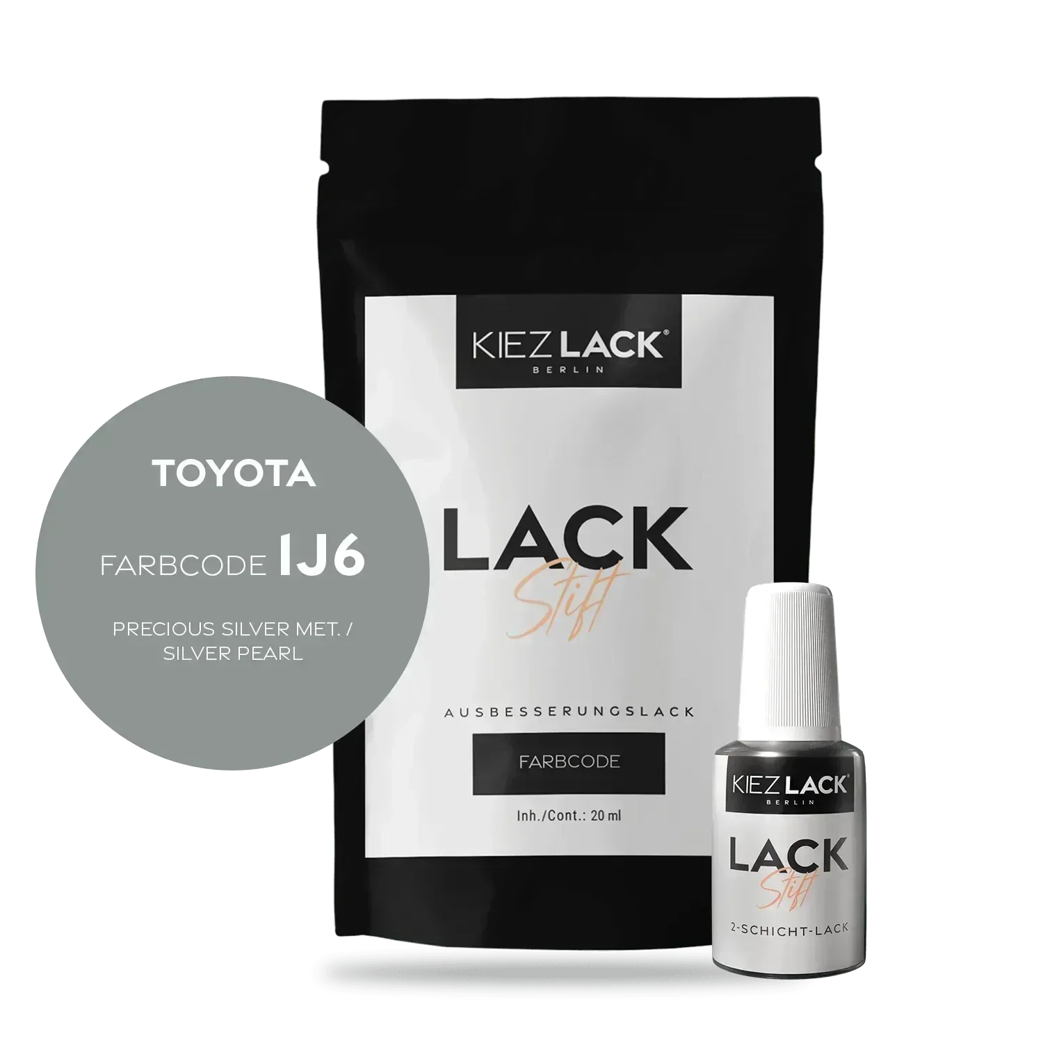 Kiezlack Lackstift Autolack Lackstift Toyota 1J6 PRECIOUS SILVER MET.