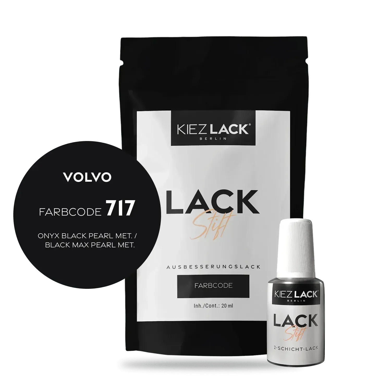 Kiezlack Lackstift Autolack Lackstift VOLVO 717 ONYX BLACK PEARL MET.