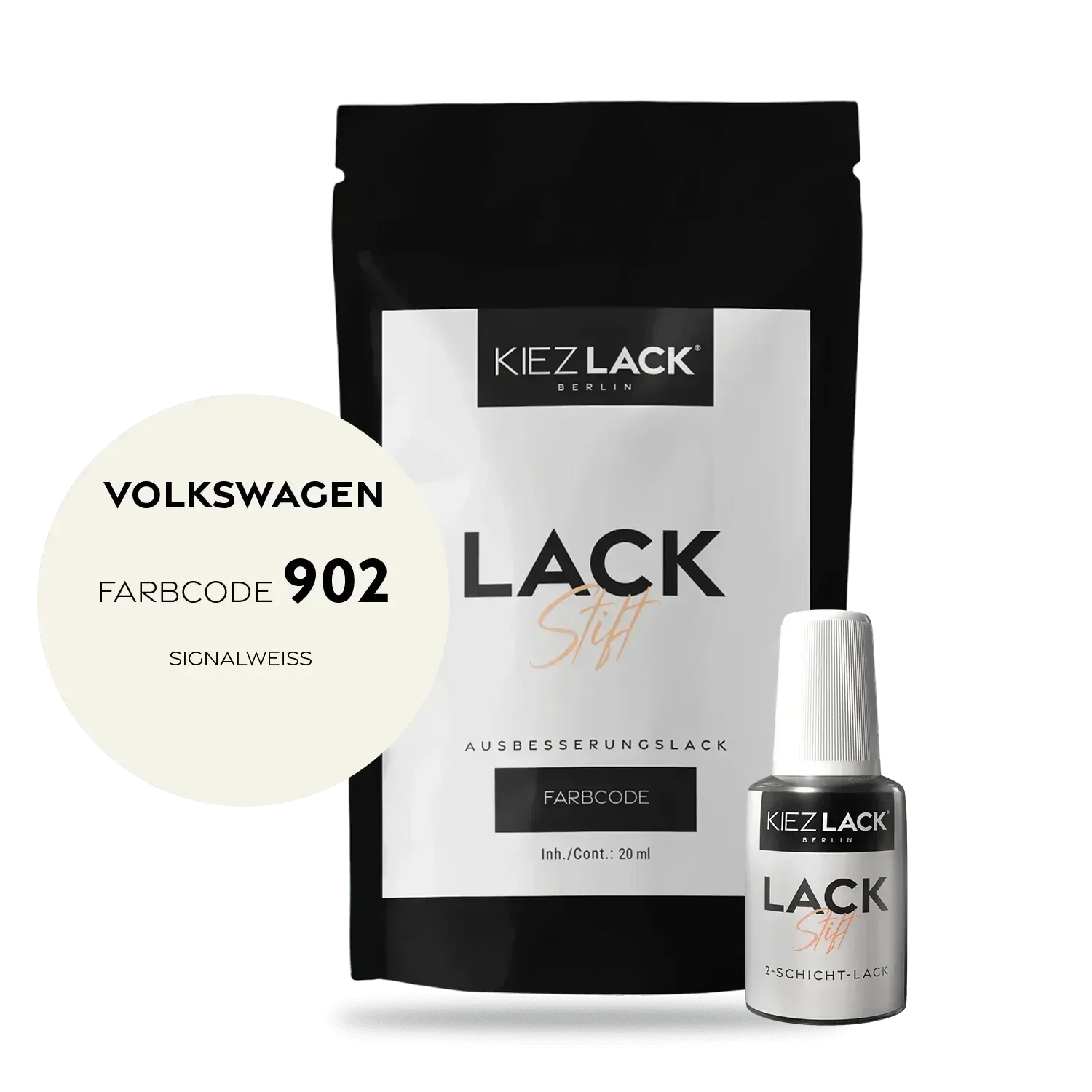 Kiezlack Lackstift Autolack Lackstift Volkswagen L902 SIGNALWEISS