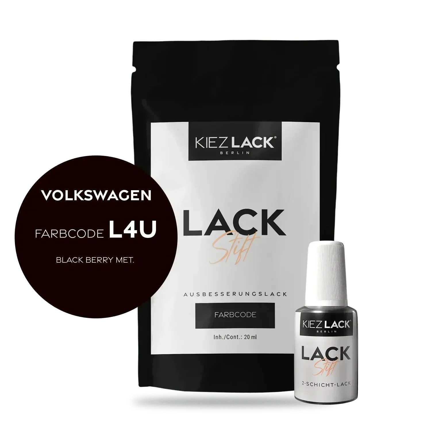 Kiezlack Lackstift Autolack Lackstift Volkswagen L4U BLACK BERRY MET.