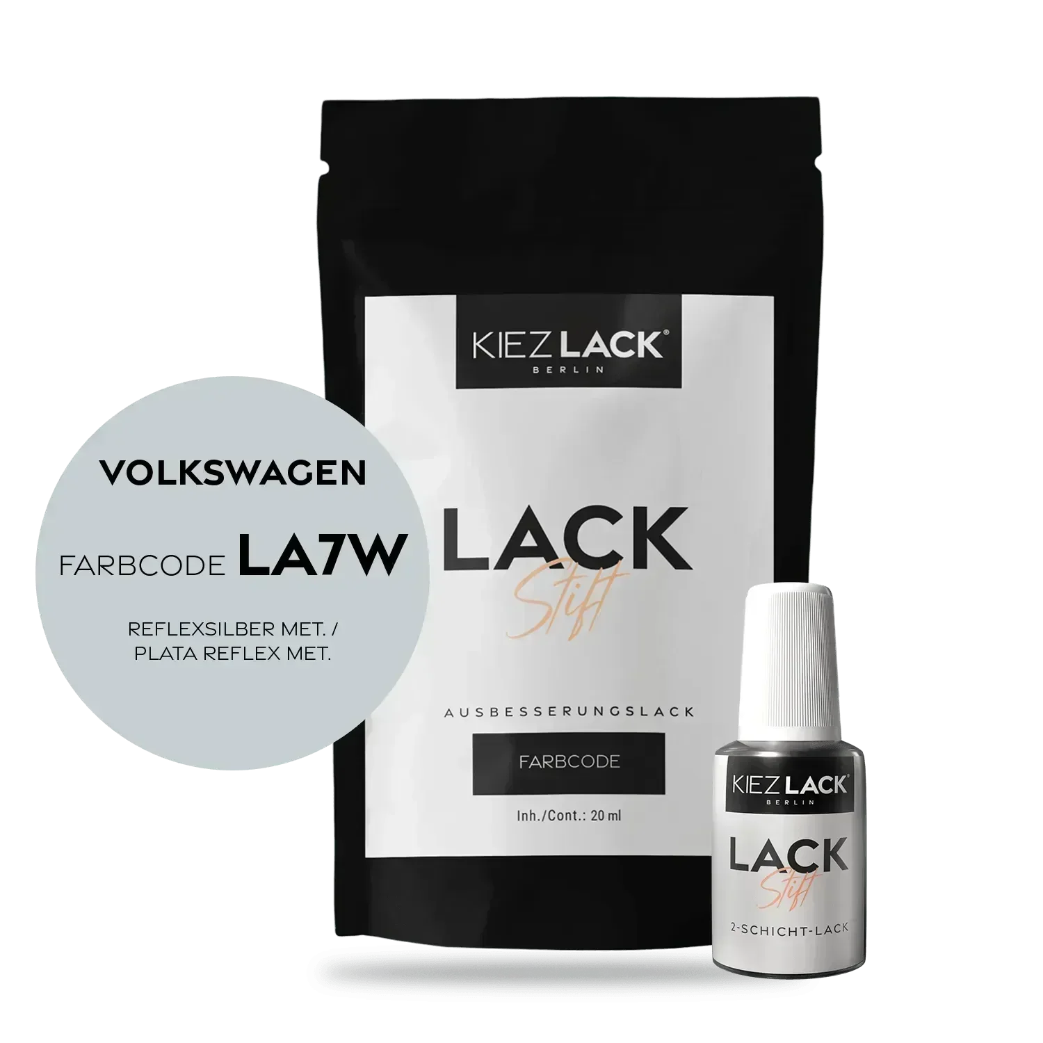 Kiezlack Lackstift Autolack Lackstift Volkswagen LA7W REFLEXSILBER MET.