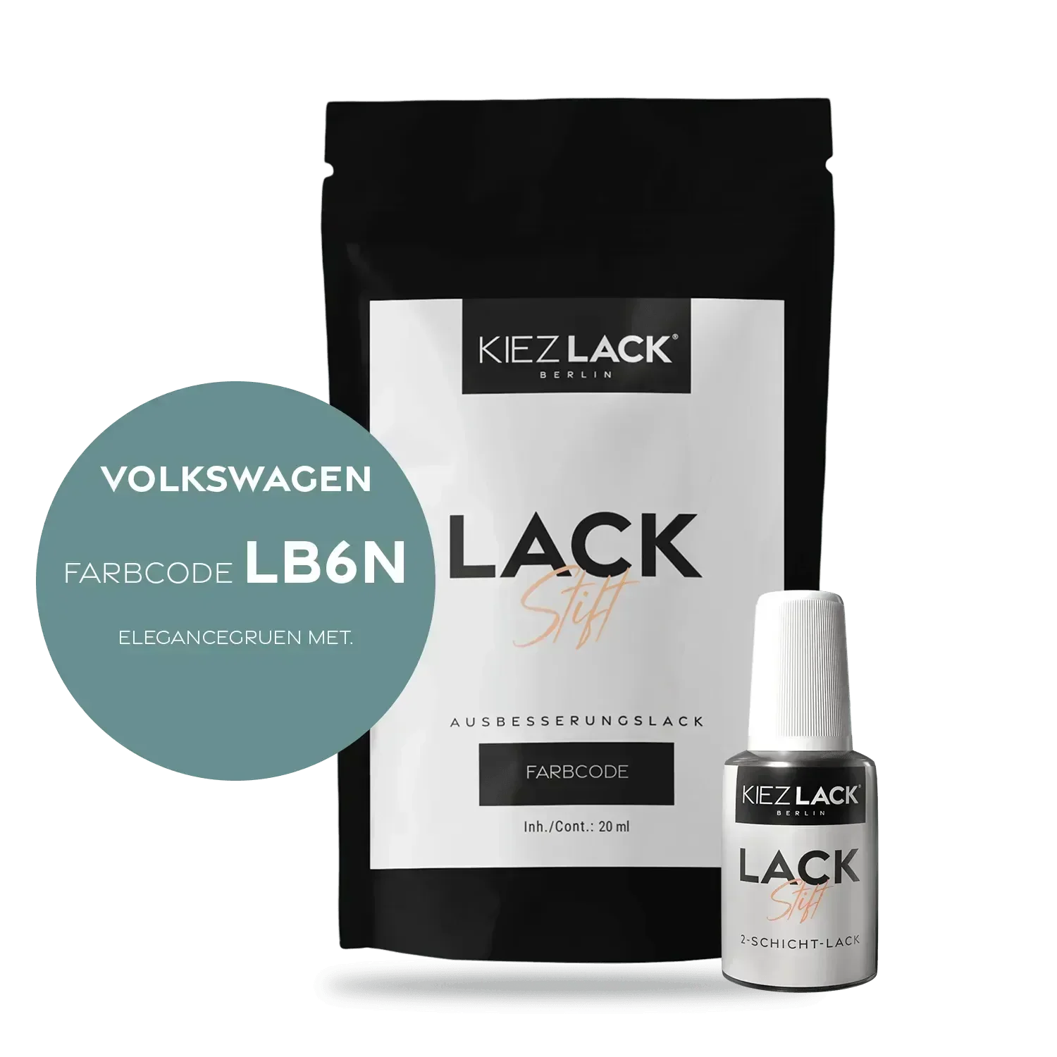 Kiezlack Lackstift Autolack Lackstift Volkswagen LB6N ELEGANCEGRUEN MET.