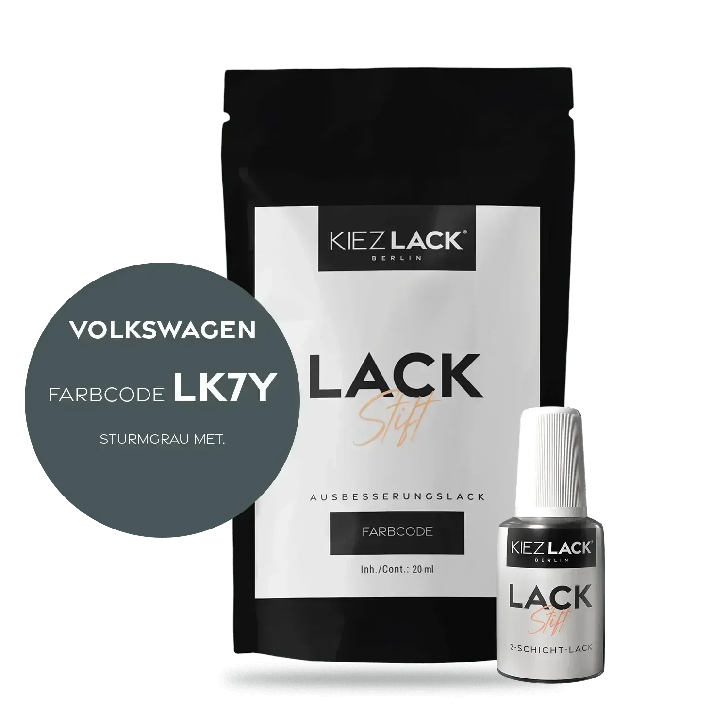 Kiezlack Lackstift Autolack Lackstift Volkswagen LK7Y STURMGRAU MET.