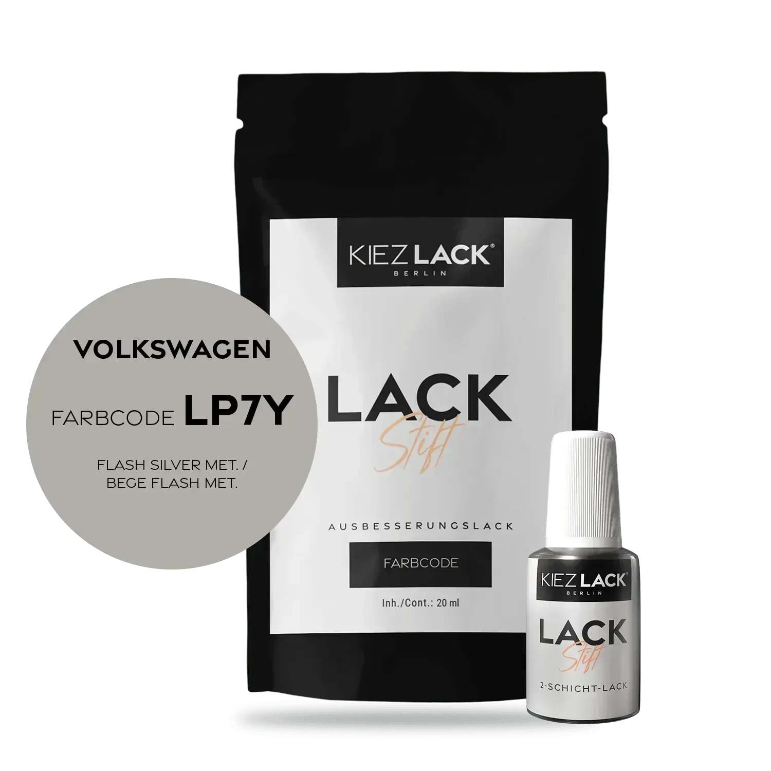 Kiezlack Lackstift Autolack Lackstift Volkswagen LP7Y FLASH SILVER MET.