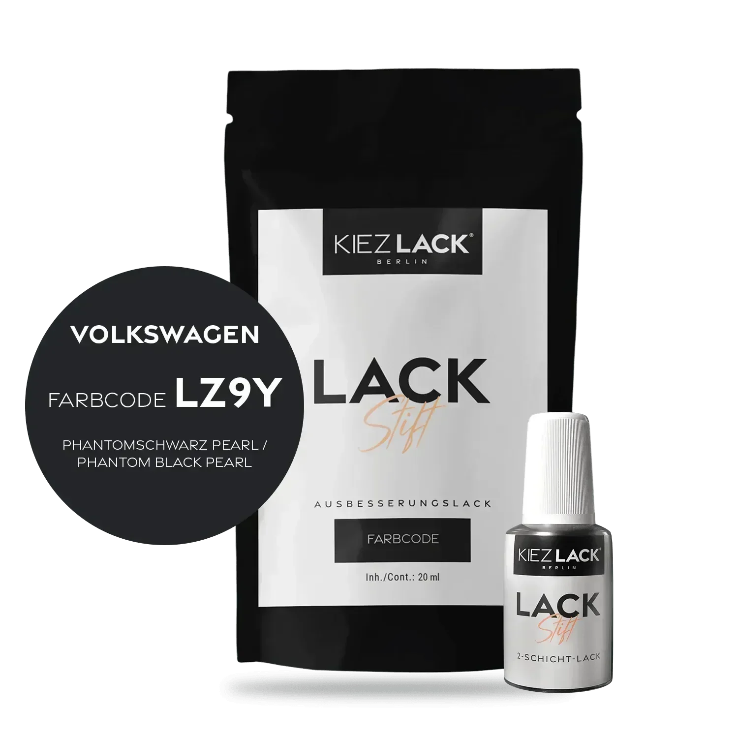 Kiezlack Lackstift Autolack Lackstift Volkswagen LZ9Y PHANTOMSCHWARZ PEARL