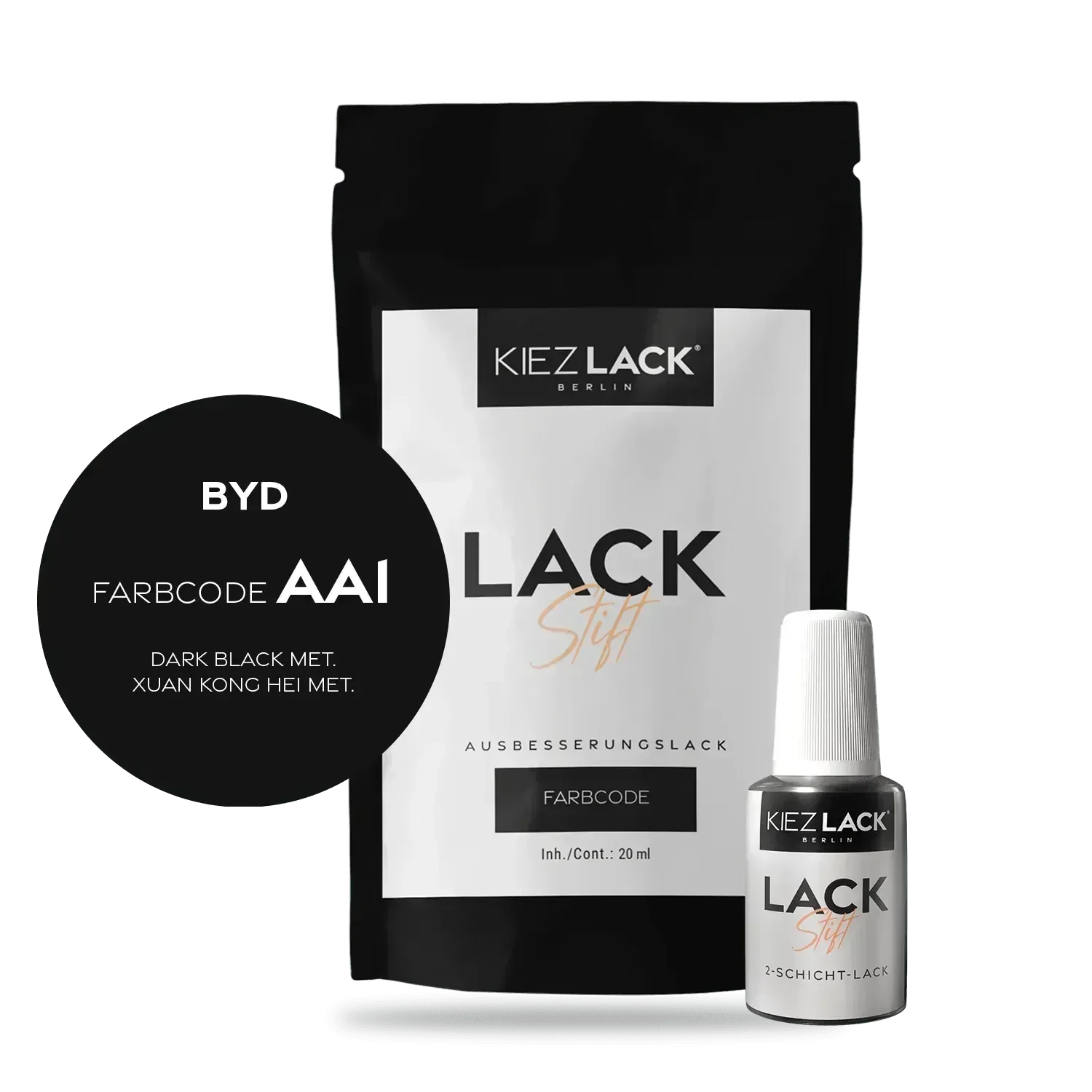 Kiezlack Lackstift Autolack Lackstift BYD AA1 DARK BLACK MET.