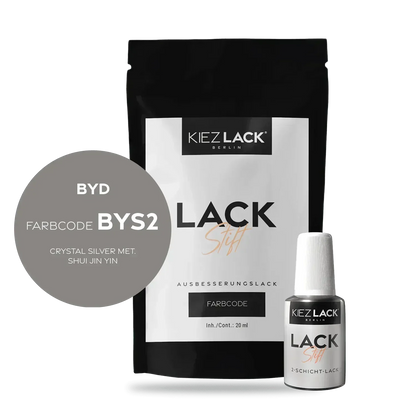 Kiezlack Lackstift Autolack Lackstift BYD BYS2 CRYSTAL SILVER MET.