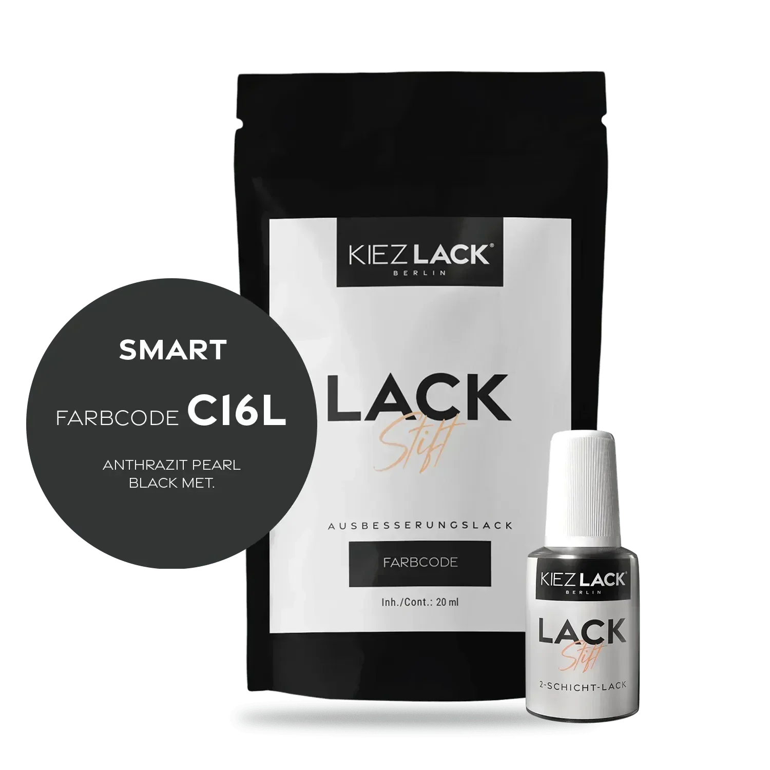 Kiezlack Lackstift Autolack Lackstift SMART C16L ANTHRAZIT PEARL