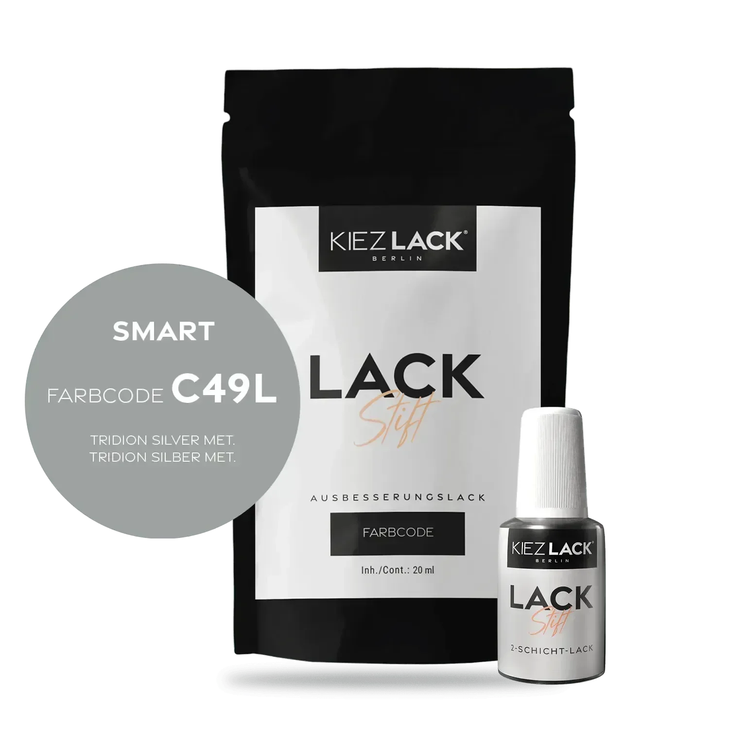 Kiezlack Lackstift Autolack Lackstift SMART C49L TRIDION SILVER MET.