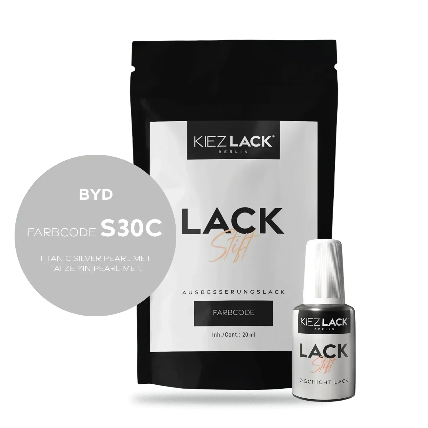 Kiezlack Lackstift Autolack Lackstift BYD S30C TITANIC SILVER PEARL MET.