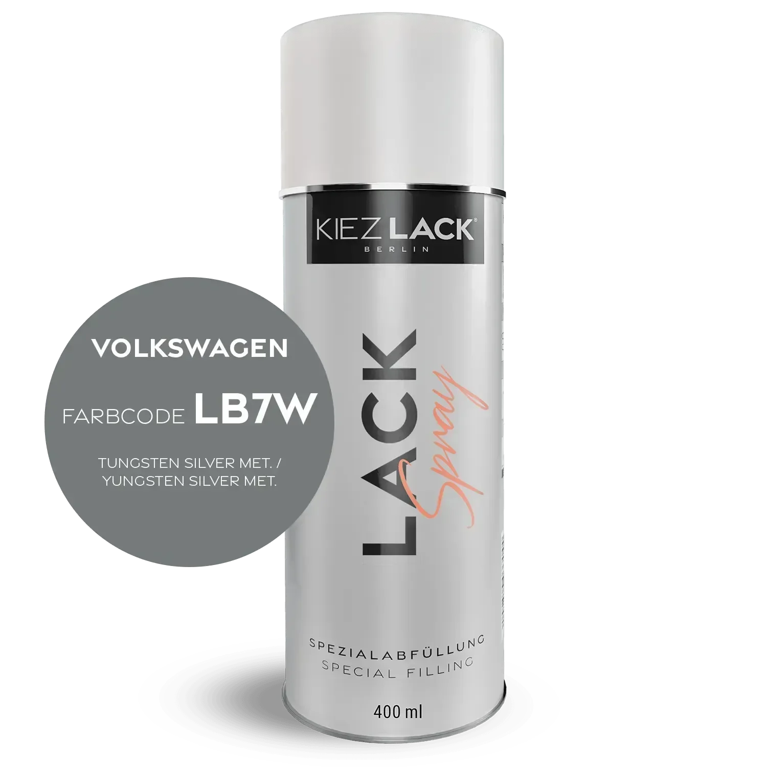 Kiezlack Lackspray Autolack Spraydose Volkswagen LB7W TUNGSTEN SILVER MET.