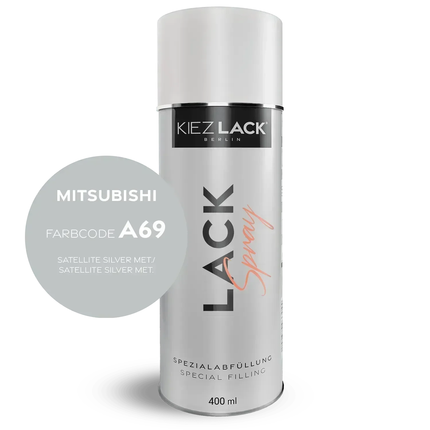 Kiezlack Lackspray Autolack Spraydose MITSUBISHI A69 SATELLITE SILVER MET. Lackspray