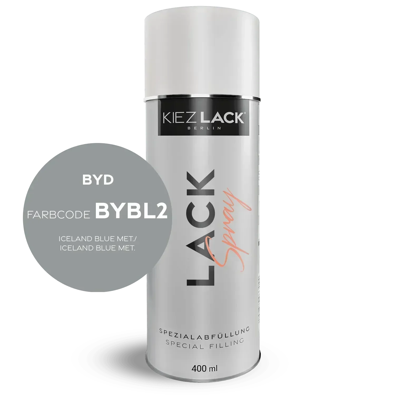 Kiezlack Lackspray Autolack Spraydose BYD BYBL2 ICELAND BLUE MET. Lackspray