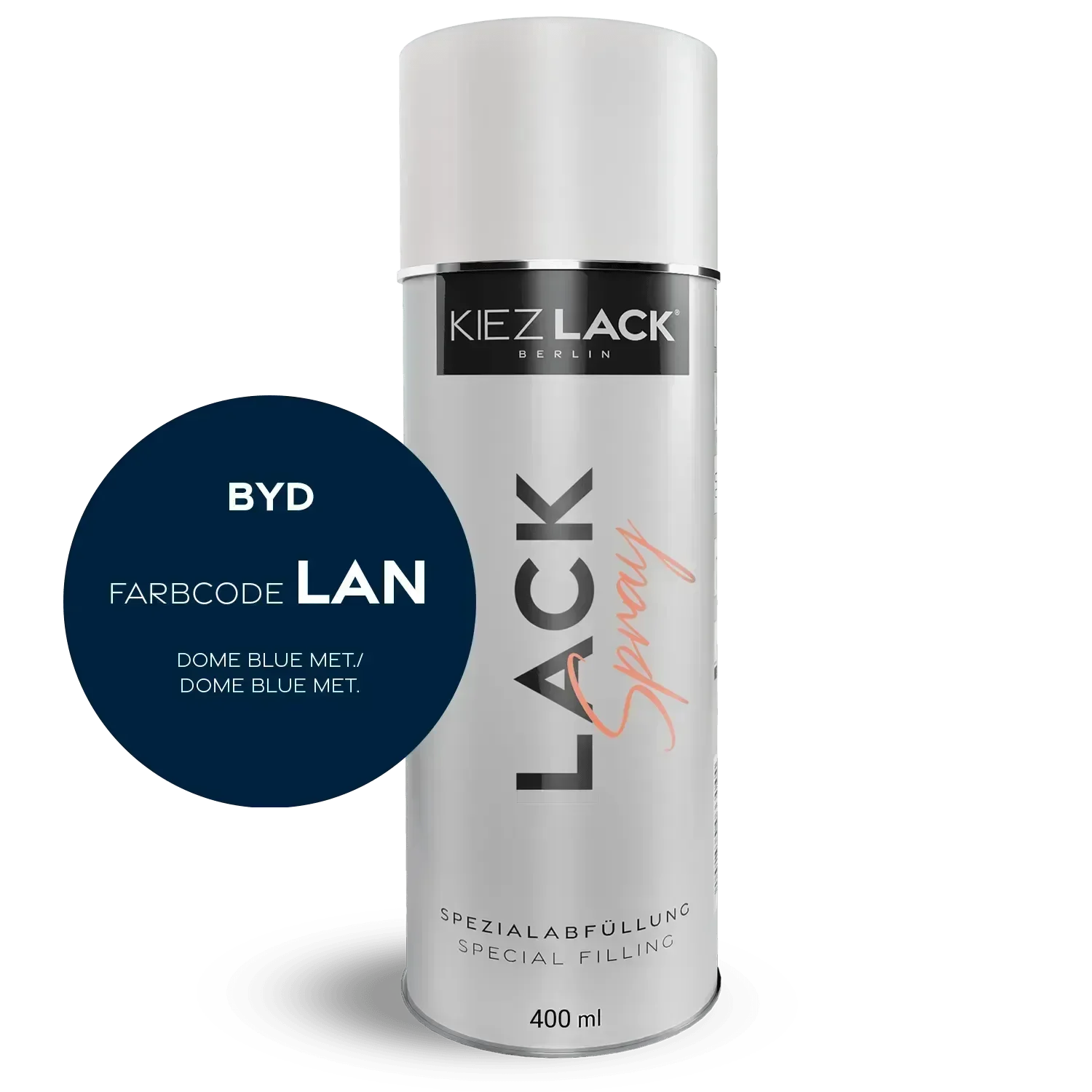 Kiezlack Lackspray Autolack Spraydose BYD LAN DOME BLUE MET. Lackspray