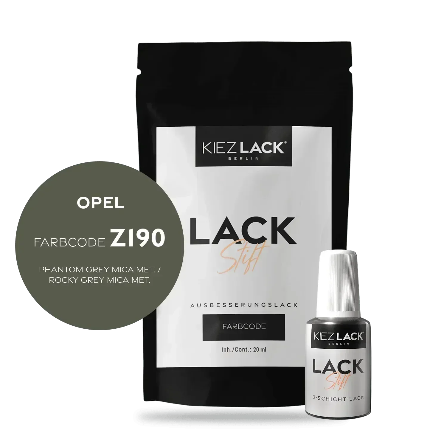 Kiezlack Lackstift Autolack Lackstift OPEL Z190 PHANTOM GREY MICA MET.